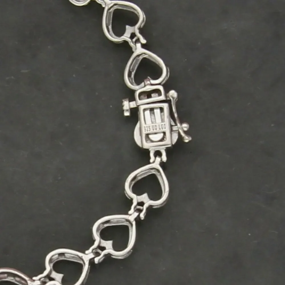 sterling silver diamond accent heart link tennis bracelet size 7in
